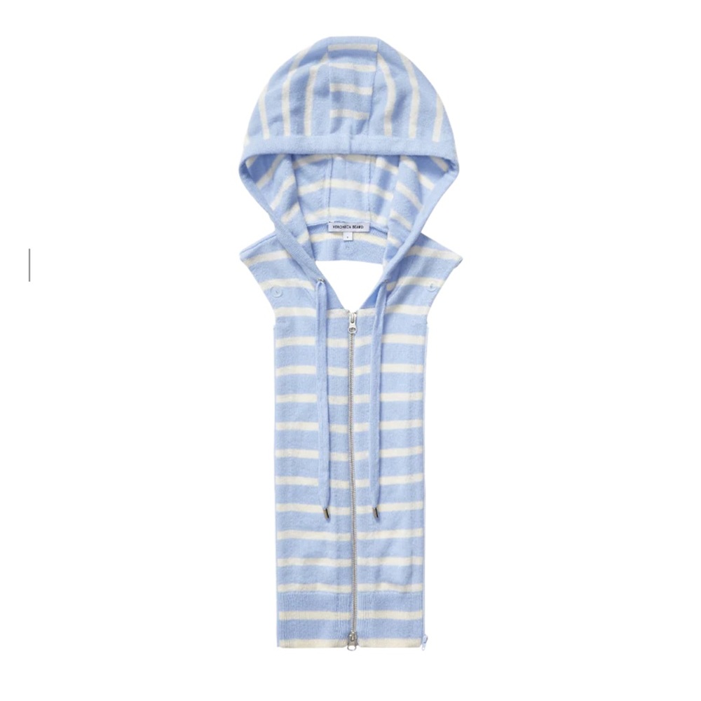 Veronica beard Dickey insert heather grey striped cashmere nwt 00-14 / one size